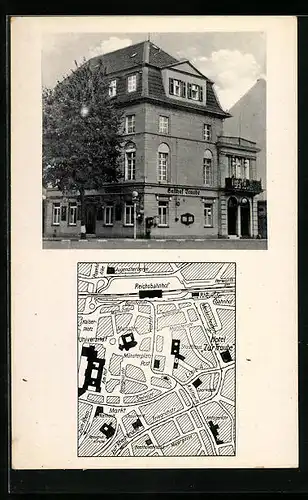 AK Bonn, Hotel Traube in der Meckenheimerstrasse 18, Stadtplan