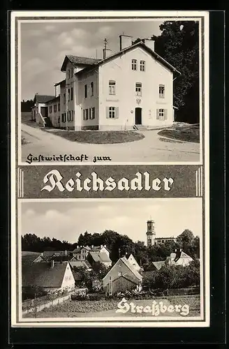 AK Strassberg, Gasthof zum Reichsadler, Ortsansicht