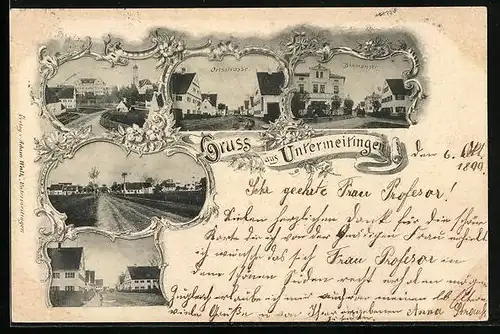 AK Untermeitingen, Blumenstrasse, Ortsstrasse, Strassenpartie am Ortseingang