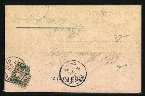 Lithographie Kloster Lechfeld, Gasthaus zur Post, Kloster