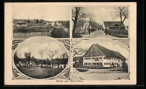 AK Unterrothan, Ortspartie mit Häusern