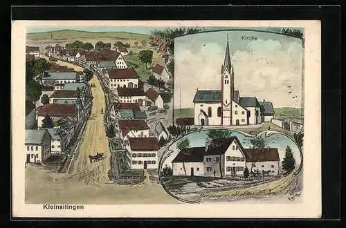 AK Kleinaitingen, Kirche, Handlung v. M. Fischer