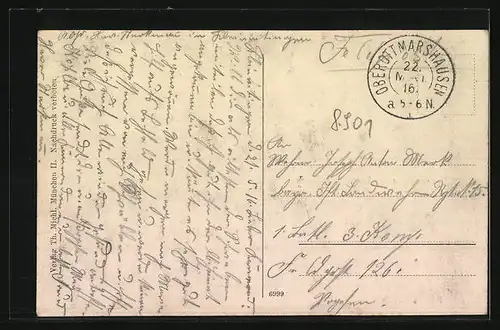 AK Kleinaitingen, Kirche, Handlung v. M. Fischer