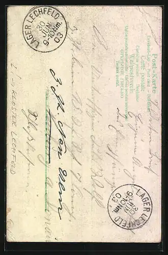 Lithographie Kloster Lechfeld, Kloster, Restauration Vogt