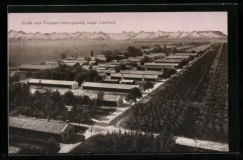 AK Lager Lechfeld, Der Truppenübungsplatz aus der Vogelschau