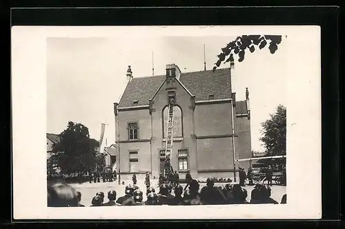 Foto-AK Werther /Westfalen, Übung am Feuerwehrhaus