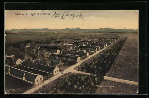 AK Lager Lechfeld, Ansicht des Truppenübungsplatz mit Baracken
