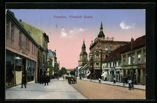 AK Prenzlau, Geschäfte Friedrich Strasse