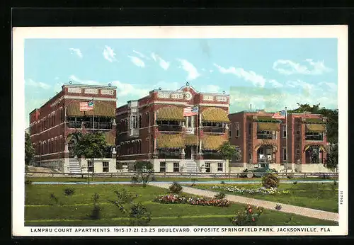 AK Jacksonville, FL, Lampru Court Apartments, 1915,17,21,23,25 Boulevard, Opposite Springfield Park