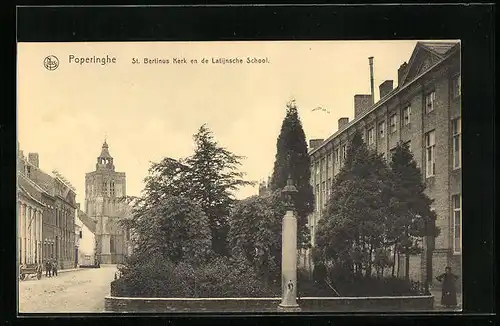 AK Poperinghe, St. Bertinus Kerk en de Latijnsche School