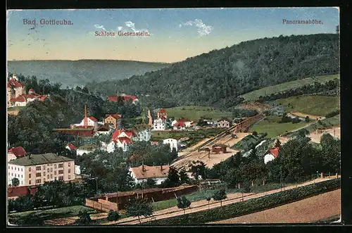 AK Bad Gottleuba, Ortsansicht mit Schloss Giesenstein und Panoramahöhe