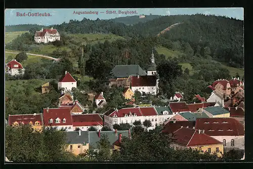 AK Bad Gottleuba, Ortsansicht mit Augustusberg-Städt. Berghotel