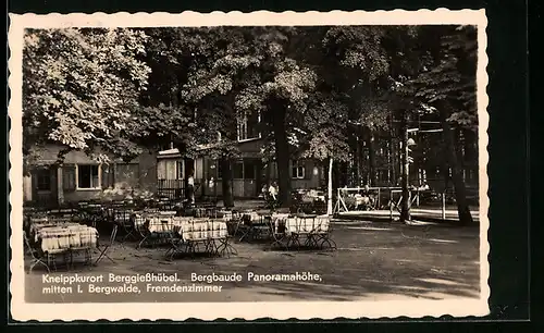 AK Berggiesshübel, Bergbaude Panoramahöhe, mitten i. Bergwalde, Fremdenzimmer