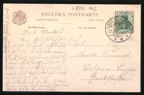 AK Bad Gottleuba i. Sa., Ortsansicht von einem Berg aus gesehen