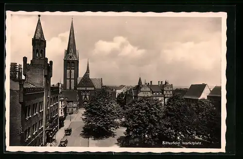 AK Bitterfeld, Marktplatz aus der Vogelschau