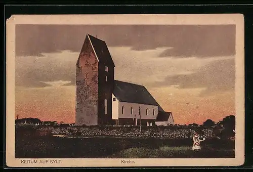 AK Keitum auf Sylt, Kirche mit Friedhof