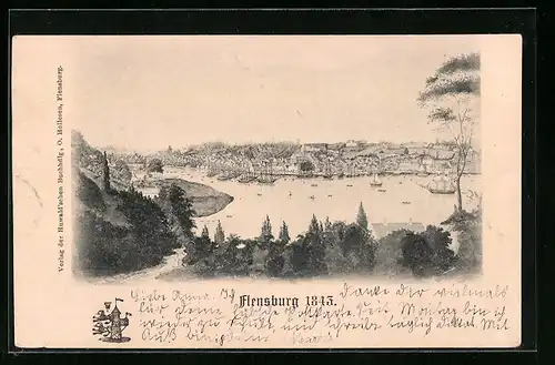 AK Flensburg, Ortsansicht im Jahre 1843
