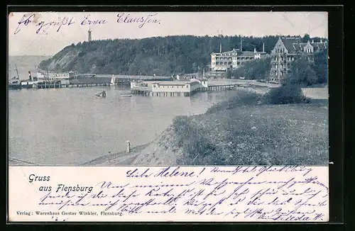 AK Flensburg, Teilansicht an der Ostsee