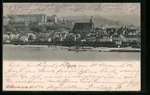 AK Pirna, Ortsansicht aus der Vogelschau