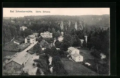 AK Bad Schweizermühle /Sächs. Schweiz, Ortsansicht aus der Vogelschau