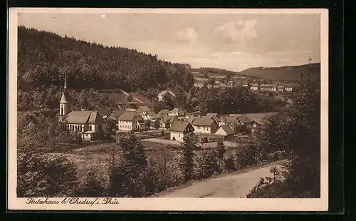 AK Stutzhaus in Thüringen, Ortsansicht aus der Vogelschau