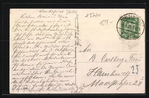 AK Wendefurth im Bodetal, Ortsansicht von einer Anhöhe aus