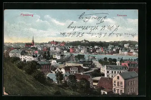 AK Flensburg, Panorama aus der Vogelschau