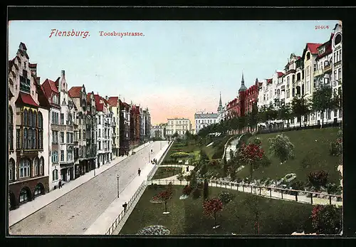 AK Flensburg, Toosbüystrasse aus der Vogelschau