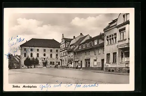 AK Rötha, Marktplatz mit Geschäften