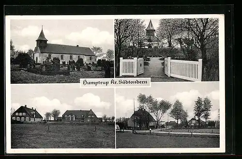 AK Humptrup, Vier Ansichten aus dem Ort