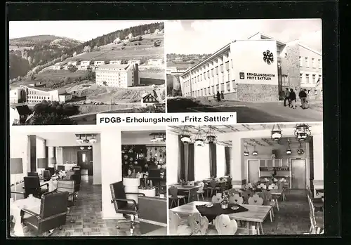 AK Fehrenbach (Thür.), FDGB-Erholungsheim Fritz Sattler in vier Ansichten