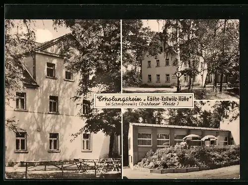 AK Schmannewitz (Dahlener Heide), Drei Ansichten vom Erholungsheim Käthe-Kollwitz-Hütte