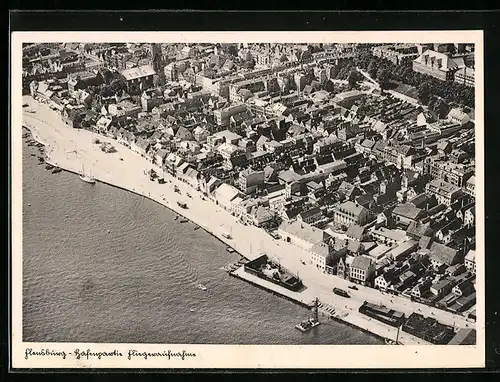 AK Flensburg, Hafenpartie vom Flugzeug aus
