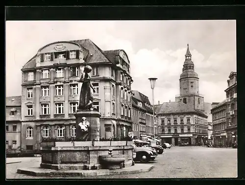 AK Döbeln, Roter Platz mit Schlegelbrunnen