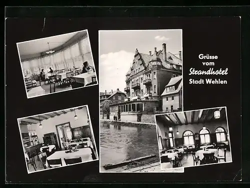 AK Stadt Wehlen, Vier Ansichten vom Strandhotel