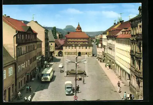 AK Bad Schandau /Sächs. Schweiz, Marktplatz aus der Vogelschau