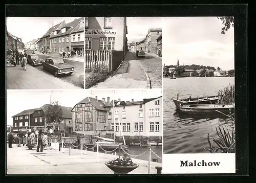 AK Malchow (Mecklenburg), Vier Ansichten von der Ortschaft