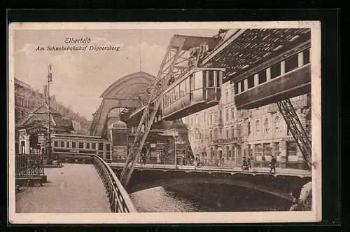 AK Elberfeld, Schwebebahn am Schwebebahnhof Döppersberg