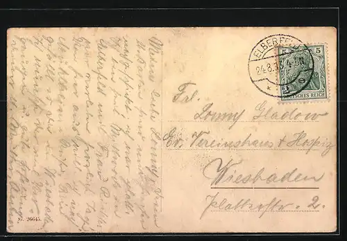 AK Barmen, Rathausbrücke mit Schwebebahn