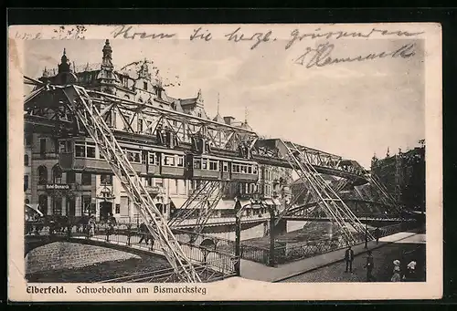 AK Elberfeld, Schwebebahn am Bismarcksteg