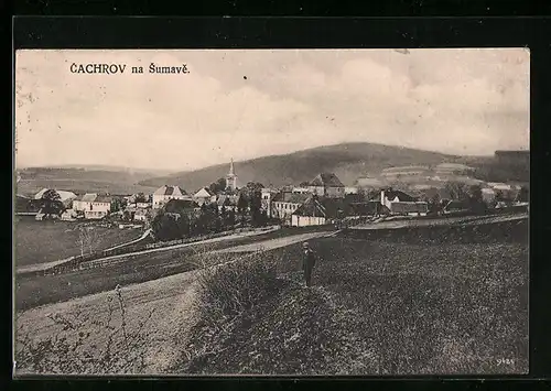 AK Cachrov na Sumave, Ortsansicht aus der Vogelschau