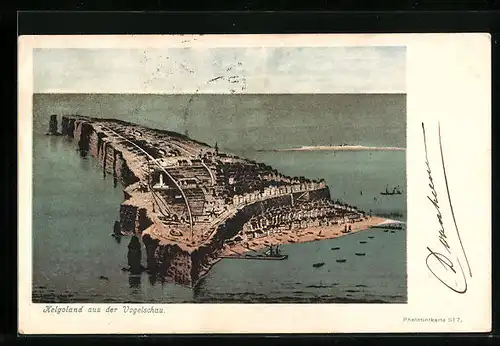 AK Helgoland, Die Insel aus der Vogelschau