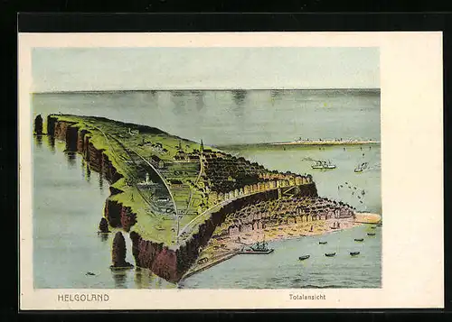AK Helgoland, Totalansicht aus der Vogelschau