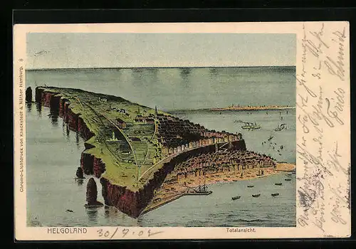 AK Helgoland, Totalansicht aus der Vogelschau