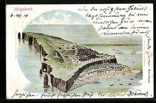 AK Helgoland, Die Insel aus der Vogelschau