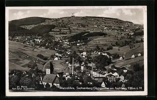AK Brunndöbra, Gesamtansicht mit Sachsenberg-Georgenthal am Aschberg