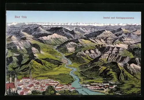 AK Bad Tölz, Isartal und Gebirgspanorama