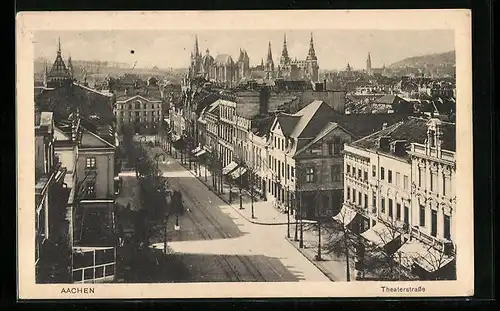 AK Aachen, Theaterstrasse aus der Vogelschau