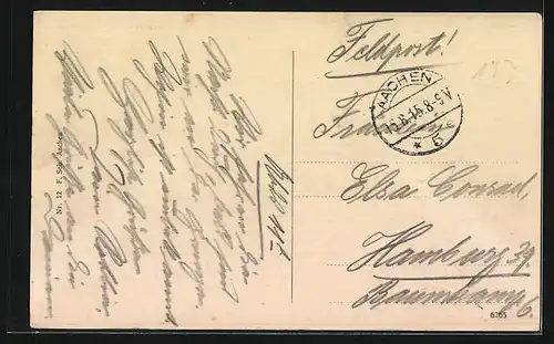 AK Aachen, Theaterstrasse aus der Vogelschau