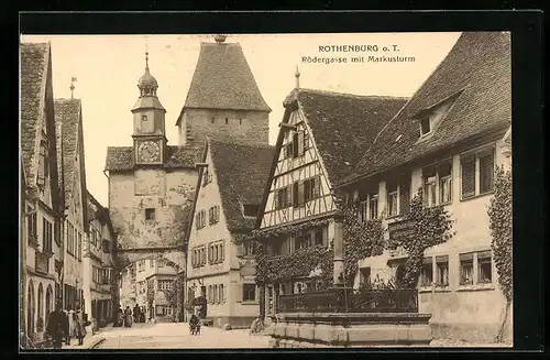 AK Rothenburg o. T., Rödergasse mit Markusturm